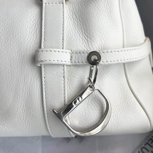 Authentic Christian Dior 2005 Spring White Leather Boston Bag - Picture 12 of 14